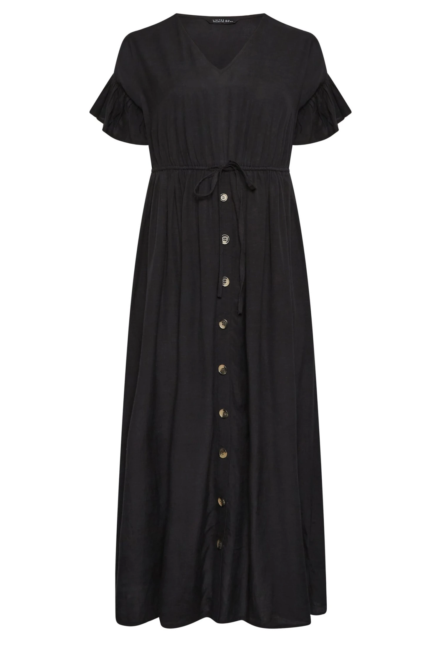 LIMITED COLLECTION - Robe Noire Smocké Boutonnée Longueur Maxi 8 LIMITED COLLECTION - Robe Noire Smocké Boutonnée Longueur Maxi – Image 6