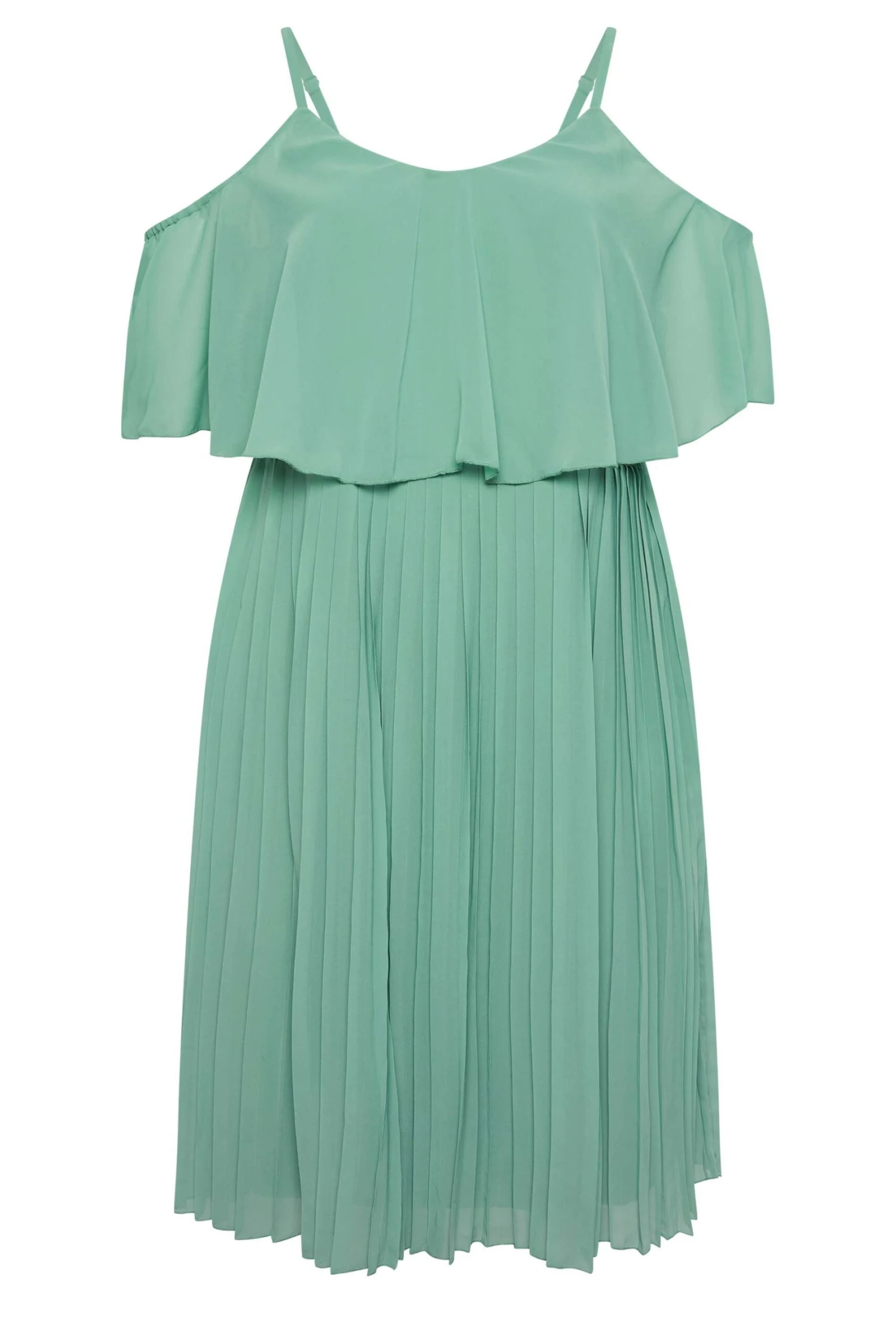 YOURS LONDON - Robe Midi Verte Eau Plissée Volantée 8 YOURS LONDON - Robe Midi Verte Eau Plissée Volantée – Image 6