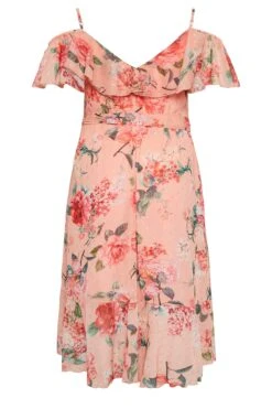 YOURS LONDON - Robe Rose Saumon Floral Épaules Ajourées -GrandeTendance Boutique ff416e58 fa41 42 162050 Y